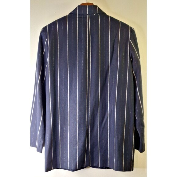 Vtg THAT'S ME Navy Striped Single Button Blazer Retro Women's Sz 90's Sz 9/10 - Picture 2 of 8